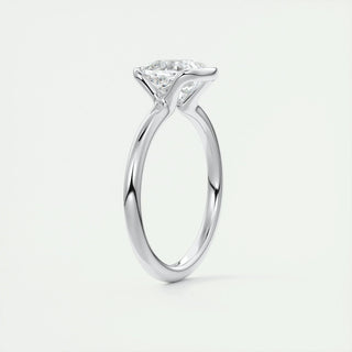 2.15 CT Cushion Half Bezel Solitaire Moissanite Engagement Ring