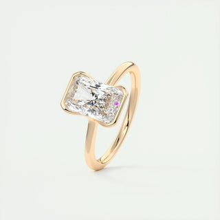 2.10 CT Radiant Cut Solitaire Half Bezel Moissanite Engagement Ring