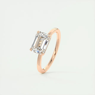 1.91 CT Emerald Cut Solitaire Moissanite Engagement Ring full view
