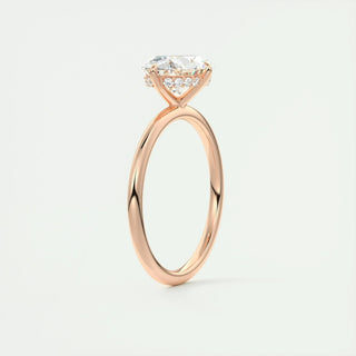 Sparkling 1.91ct oval hidden halo moissanite ring three quarter angled view