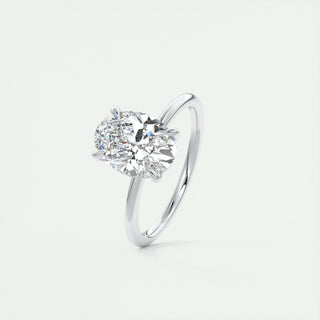Elegant 1.91ct oval hidden halo moissanite ring three quarter angled view