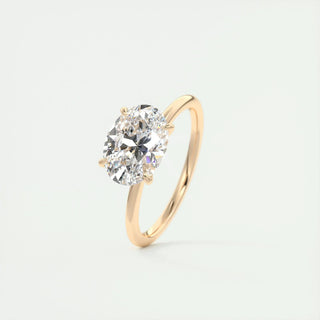 Bold 1.91ct oval solitaire moissanite ring three quarter angled view