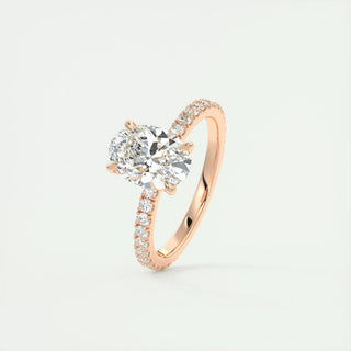 1.91 CT Oval Cut Pave Diamond Moissanite Engagement Ring