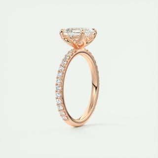 2.03CT Asscher Cut Pave Diamond Moissanite Engagement Ring
