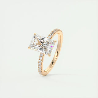 2.10 CT Radiant Cut Pave Diamond Moissanite Engagement Ring