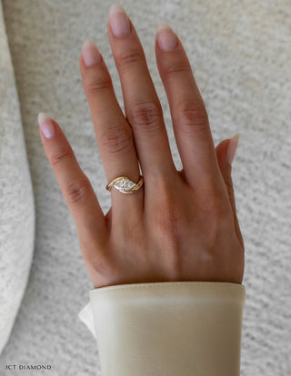 1.0CT-2.0CT Marquise Moissanite Diamond By Pass Engagement Couple Ring Design With Matching Band