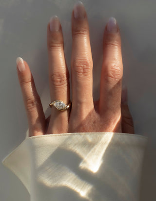 1.0CT-2.0CT Marquise Moissanite Diamond By Pass Engagement Couple Ring Design With Matching Band