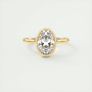 1.91 CT Oval Solitaire Bezel Solitaire Moissanite Engagement Ring