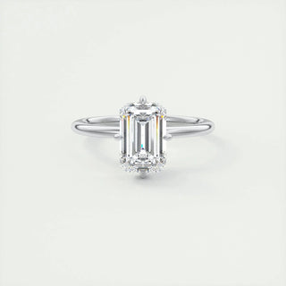 1.91 CT Emerald Solitaire Halo Moissanite Engagement Ring front view