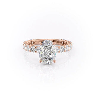 2.10 CT Oval Cut Solitaire Halo Moissanite Engagement Ring front view