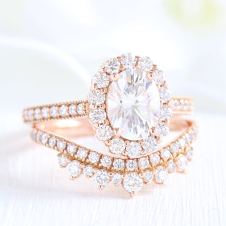 Dazzling 1.50ct oval halo moissanite ring angled view showing its sparkle