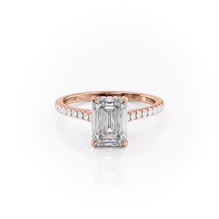 2.10 CT Emerald Solitaire Bridal Moissanite Engagement Ring front view