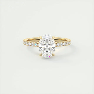 1.91 CT Oval Cut Pave Diamond Moissanite Engagement Ring