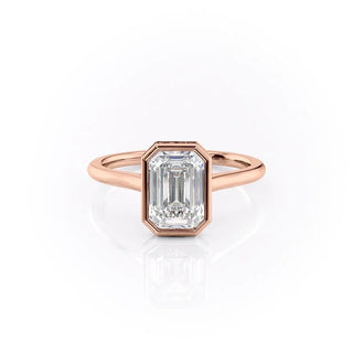 2.10 CT Emerald Cut Bezel Solitaire Moissanite Engagement Ring