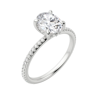 1.91CT Oval Solitaire With Pave Setting Moissanite Engagement Ring
