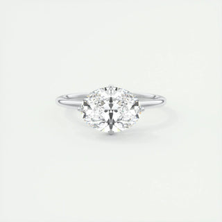 Classic 1.91ct oval hidden halo moissanite ring front view
