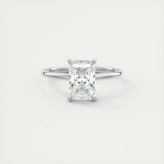 2.10 CT Radiant Cut Hidden Halo Solitaire Moissanite Engagement Ring