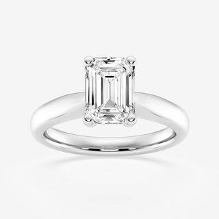 Emerald Brilliant Cut Solitaire Moissanite Engagement Ring front view