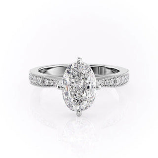 2.10 Oval Solitaire Channel Pave Setting Moissanite Engagement Ring