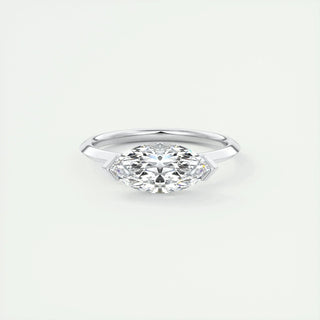 1.98CT Marquise Half Bezel Solitaire Moissanite Engagement Ring