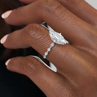 1.58 CT Marquise Brilliant Cut Moissanite Engagement Ring close up