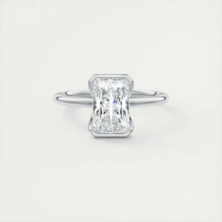 2.10 CT Radiant Cut Solitaire Half Bezel Moissanite Engagement Ring
