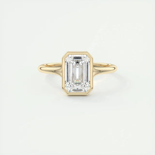 2.03 CT Emerald Cut Bezel Solitaire Moissanite Engagement Ring