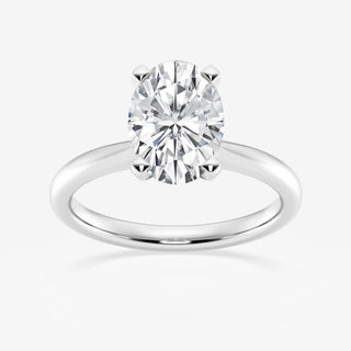 2.0 CT Oval Solitaire Sparkling Moissanite Engagement Ring front view