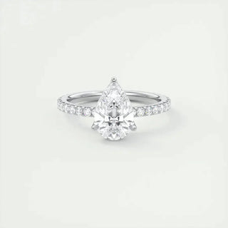 1.93CT Pear Cut Pave Diamond Moissanite Engagement Ring