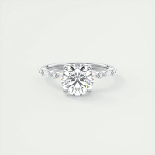2.0 CT Round Cut Pave Moissanite Engagement Ring