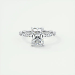 2.10 CT Radiant Cut Pave Diamond Moissanite Engagement Ring