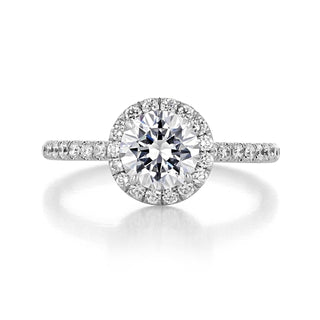 1.0ct Round Cut Halo Diamond Moissanite Engagement Ring