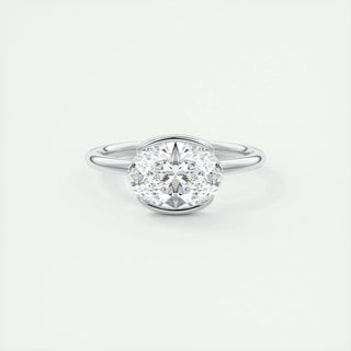 1.91CT Oval Half Bezel Solitaire Moissanite Engagement Ring