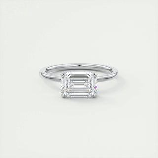 1.91 CT Emerald Cut Solitaire Moissanite Engagement Ring full view