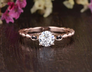 Lustrous 1.35ct round solitaire moissanite ring front view
