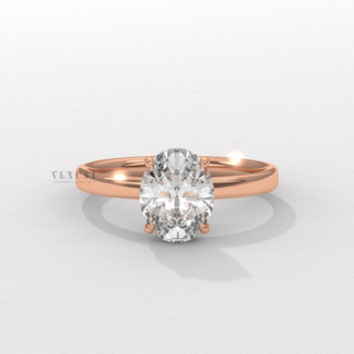 Simple oval solitaire moissanite ring front view