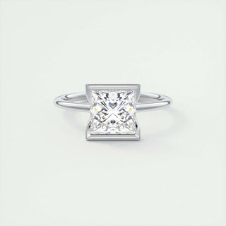 2.08CT Princess Solitaire Half Bezel Moissanite Engagement Ring