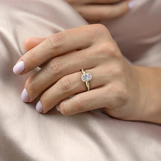 2.0CT Elongated Cushion Cut Infinity Pave Diamond Moissanite Engagement Ring