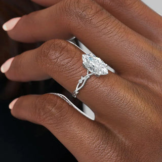 1.58CT Marquise Cut Twig Style Moissanite Engagement Ring
