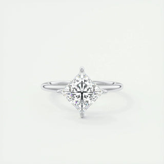 2.08 CT Princess Solitaire Dainty Moissanite Engagement Ring front view