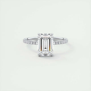 Graceful 1.91ct emerald solitaire moissanite ring detail view of the band