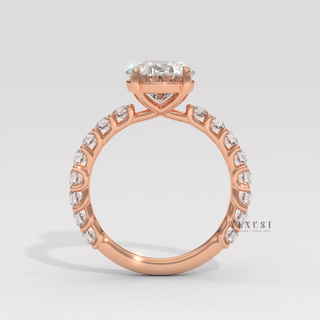 Elegant oval 3/4 pave moissanite ring for women