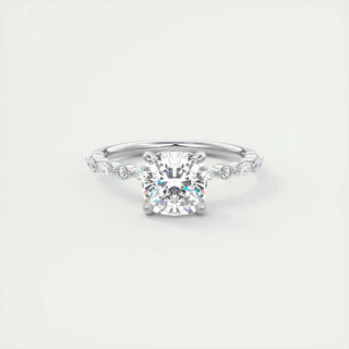 2.15 CT Cushion Cut Vintage Pave Diamond Moissanite Engagement Ring