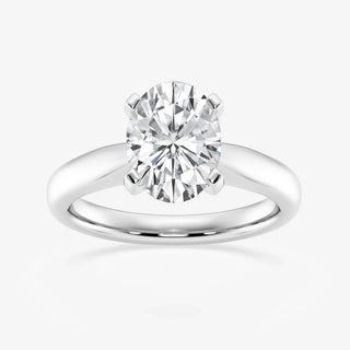 1.0 CT Oval Cut Moissanite Cathedral Set Solitaire Engagement Ring
