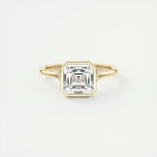 2.03 CT Asscher Cut Bezel Solitaire Moissanite Engagement Ring