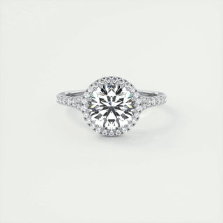 2.0 CT Round Cut Halo Split Shank Diamond Moissanite Engagement Ring