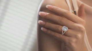 3.0ct Radiant Cut Halo Split Shank Moissanite Diamond Engagement Ring