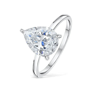 Bold 1.33ct pear hidden halo moissanite ring detail view of the band