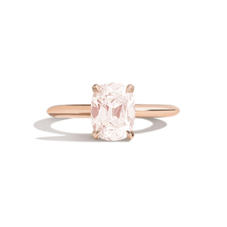 cushion cut moissanite ring light pink center view