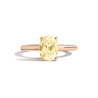 yellow moissanite rings elongated cushion front view